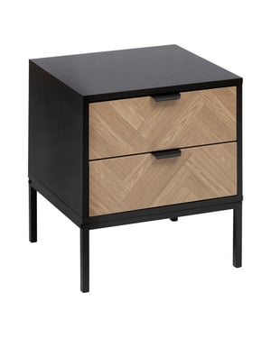 4livingz 4livings chevron nachtkastje met 2 softclose lades 45x40x50cm /zwart