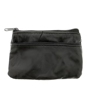 Men Womens Coin Purse Leather Pen 7 Zip Fastening black