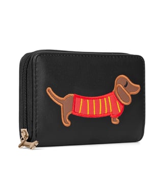 Women’s RFID Zip Around Purse – Dog Applique Wallet In Black