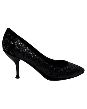 Giuseppe Zanotti Sequined Almond-Toe Pumps in Black Suede