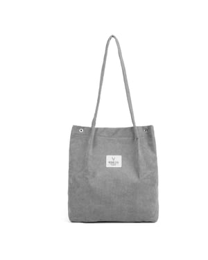 Women’s Corduroy Tote Bag, Water resistant Shoulder Bag in Grey