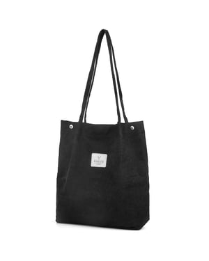 Women’s Corduroy Tote Bag, Water resistant Shoulder Bag in Black