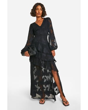 Tall Burnout Floral Frill Detail Maxi Dress