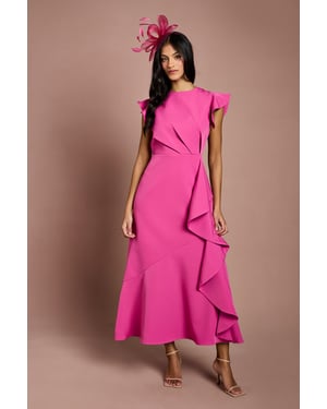 Petite Ruffle Detail Midi Dress
