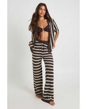 Chunky Stripe Crochet Oversized Shirt and Trouser Co-Ord
