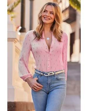 Pink Metallic Fleck Detail Blouse