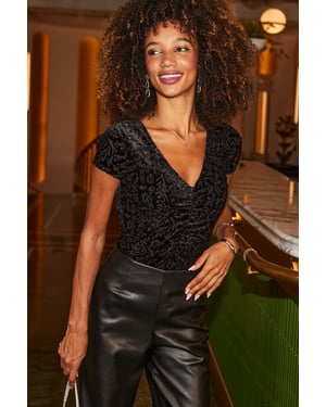 Black Paisley Devoré Velvet Top
