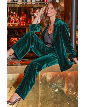 Emerald Green Luxe Velvet Blazer