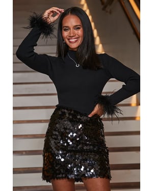 Black Statement Sequin Skirt
