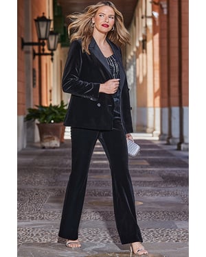 Black Luxury Velvet Bootcut Trouser