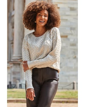 Gold Metallic Cable Knit Jumper