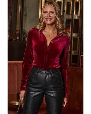 Burgundy Luxe Velvet Shirt