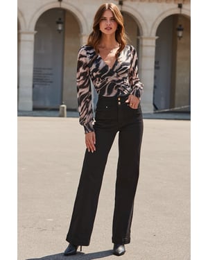 Black Contour Waist Wide Leg Jeans