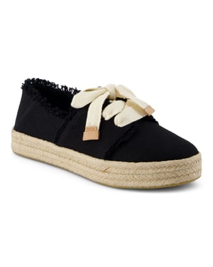 TOMS Carolina Lace Up Cotton Women's Black Beachside Espadrilles