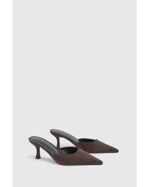 Faux Suede Square Toe Court Mules