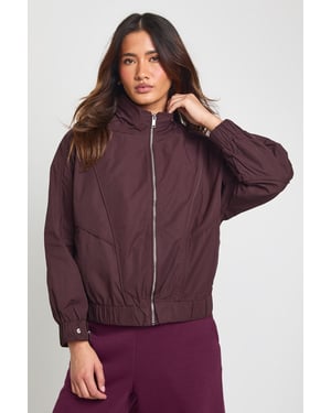 Funnel Neck Elasticated Waist Lightweight Bomber Jacket