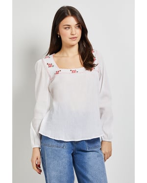 Embroidered Detail Long Sleeve Blouse