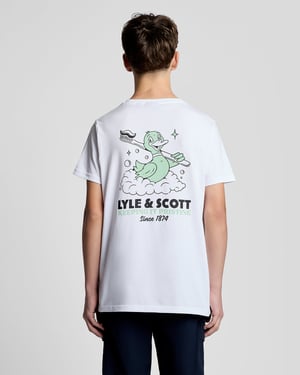 T-shirt med tryck på ryggen