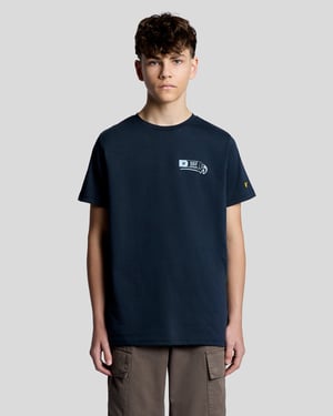 T-shirt med tryck på ryggen