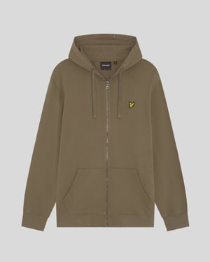 Loopback Bomull Hel Zip Hoodie