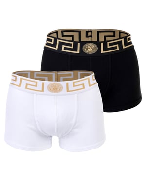 Versace Bi-Pack Trunk Jersey Topeka Bi-Stretch Cotton Organic New Logo Boxershorts