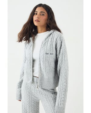 DSGN Studio Cable Knit Zip Through Hoodie