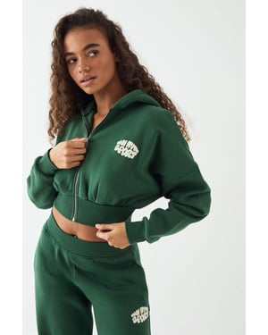 DSGN Studio Sport Bubble Print Boxy Crop Zip Through Hoodie