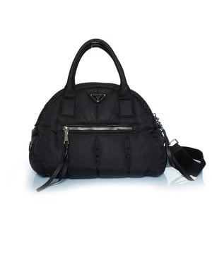 Prada, bomber bowler tas in zwart