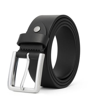 Men's Black Leather Belts, Genuine Leather belt 1.25" Width