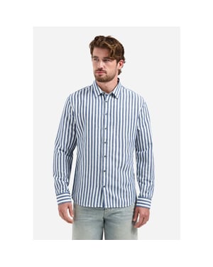 No Excess Shirt vertical big stripe with linen dessin