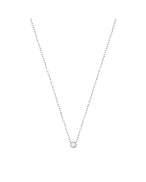 Sterling Silver CZ Bezel Necklace