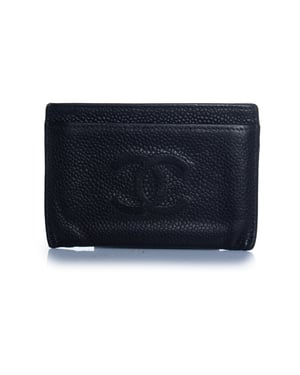 Chanel, zwarte gepolijste leren kaart houder