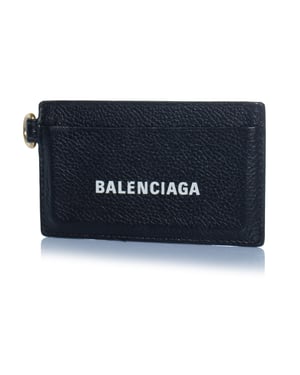Balenciaga, svart läder kortfodral med nyckelring