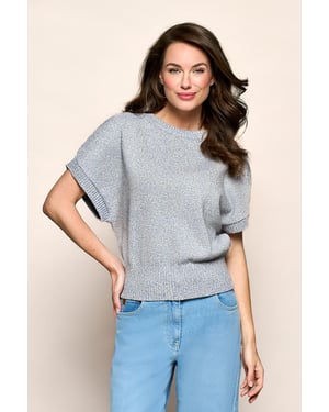 Pales Metallic Top Licht Blauw