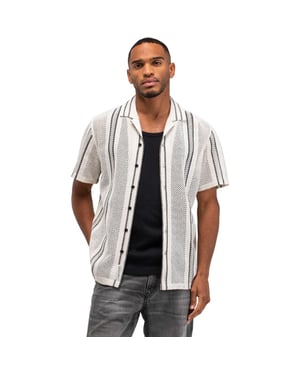 Butcher of Blue Alex knitted shirt ss titan white
