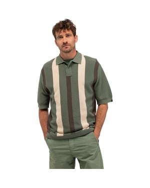 Butcher of Blue Delvin knit stripe polo jade green