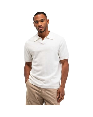 Butcher of Blue Boucle knit polo titan white