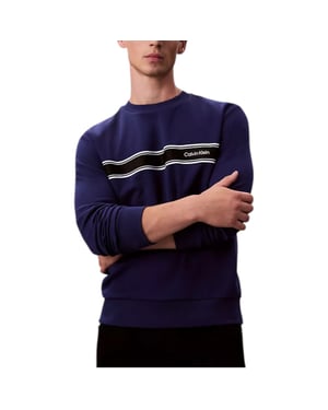 Calvin Klein Mens Sweatshirt Crew Neck Stripe Classic Sweatshirt Regular Fit