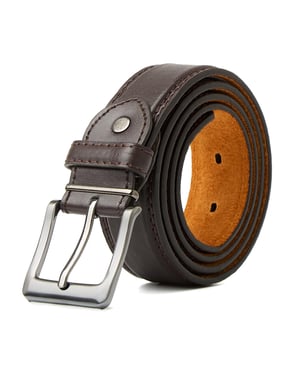 Men’s Belt – Double Stitched 1.25″ Leather Lined Belt in Brown