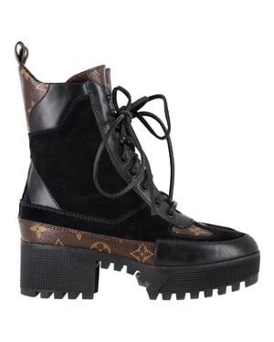 Louis Vuitton Mocka Monogram Laureate Desert Boots i Svart Belagd Canvas