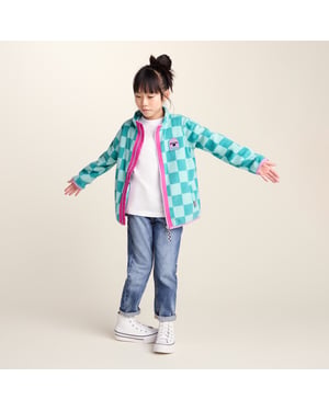 Lacaune Kids Shaun the Sheep Fleece Zip Jacket - Spearmint/Bubblegum Checkerboard