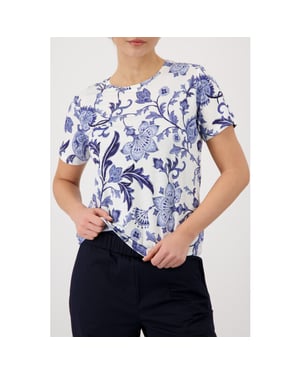 Monari t-shirt with floral pattern 410666 757 marine pattern