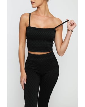Womens Bubble Effect Cropped Top Black