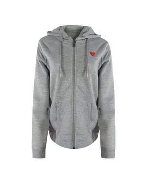 Love Moschino Small Red Heart Logo Grey Zip Hoodie