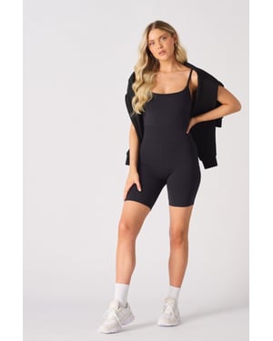 Womens Athleisure Strappy Unitard Black