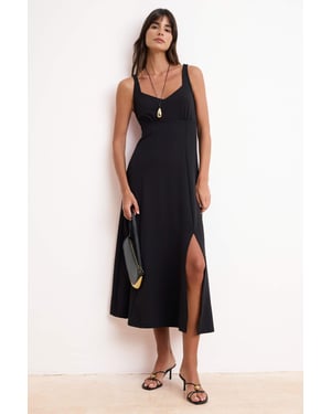 Platte, mouwloze maxi-jurk voor dames in A-lijn model