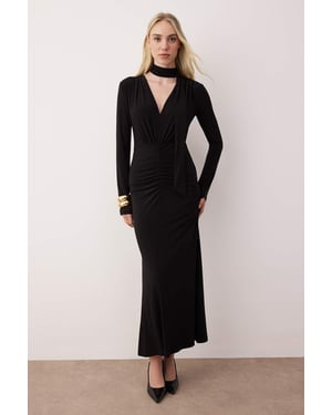 Dames platte maxi lange chique/nacht bodycon jurk