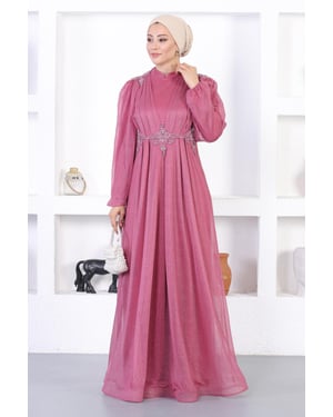 Parelmeer Kant Glitter Avondjurk Oud roze