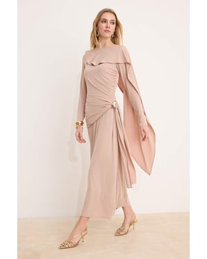 Damesjurk, bruin, plat, maxi, lang, chic/nacht, bodycon, hijab