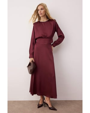 Paarse platte maxi-jurk voor dames, geschikt voor casual gebruik, skatermodel en avondjurk met hijab